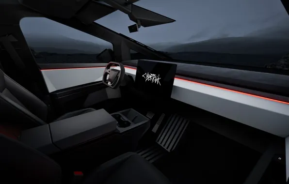 Picture Tesla, car interior, 2023, Tesla Cybertruck, Cybertruck