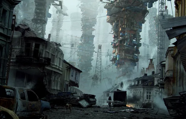 The city, tower, devastation, parkveien, Tamas Medve