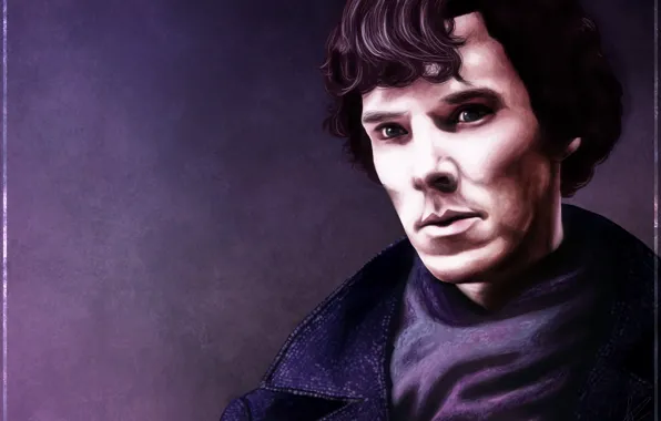 Movie, frame, art, painting, Sherlock Holmes, Benedict Cumberbatch, Benedict Cumberbatch, Sherlock