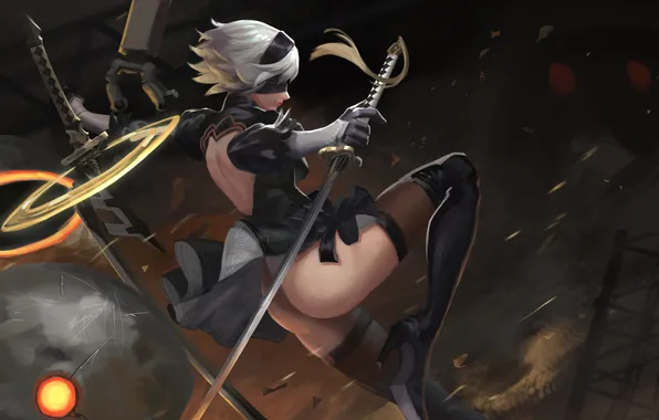 Katana, warrior, Sexy Babe, Game Art, Nier Automata, game character, Yorha No2