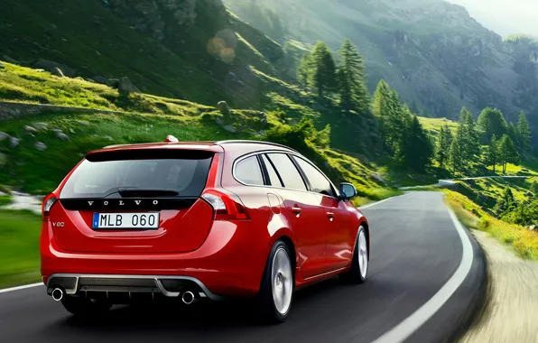 Picture road, mountains, new Volvo V60