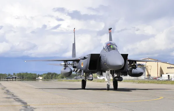 The sky, fighter, Eagle, Alaska, F-15E, Eielson Air Force Base, Strike, taxiing