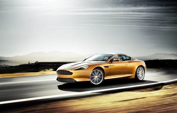 Aston Martin, speed, blur, Aston Martin, Orange, cars, auto, oranzhevy