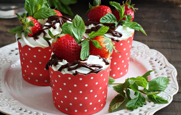 Picture strawberry, cream, dessert