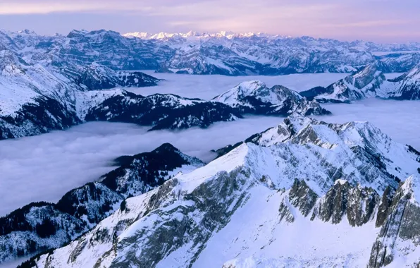 Snow, Winter, Mountains, Landscape