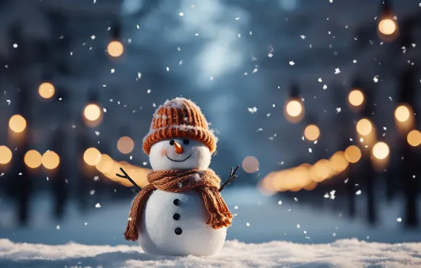 Winter, snow, Christmas, New year, snowman, Christmas, winter, snow