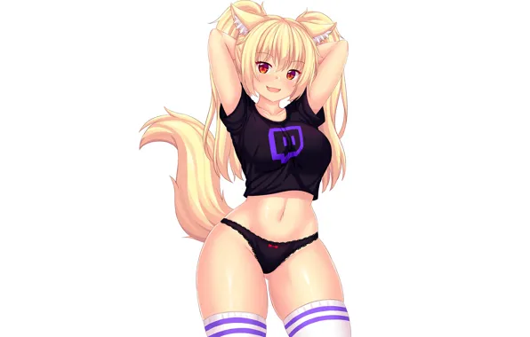 Girl, sexy, lingerie, pantsu, cleavage, panties, thighhighs, long hair