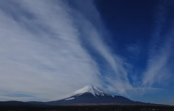 Clouds, Japan, mountain, horizon, Fuji, Mount Fuji, Fuji, landscape. the sky