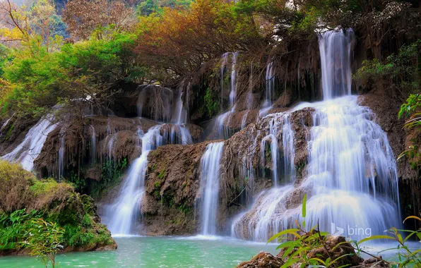 Picture trees, mountains, rocks, waterfall, stream, Thailand, Thailand, Umphang Wildlife Sanctuary