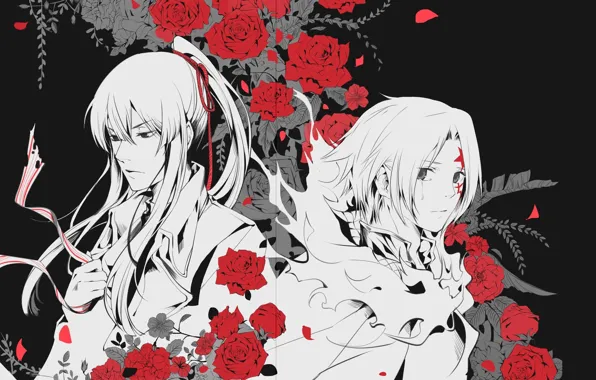Roses, art, guys, D.Gray-man