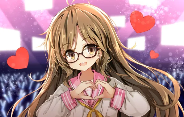 Anime, girl, hearts