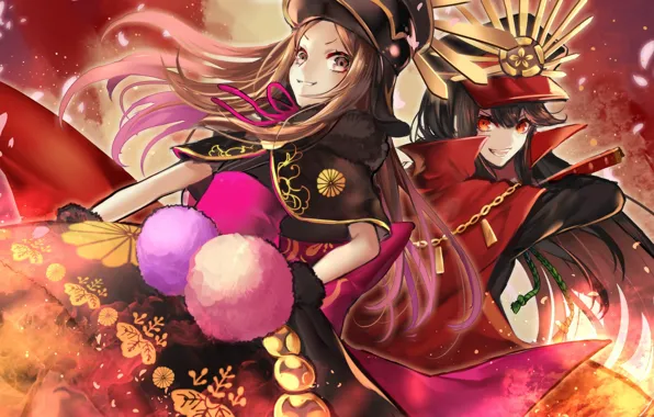 Girls, anime, art, POM-poms, fate grand order, nobunaga oda