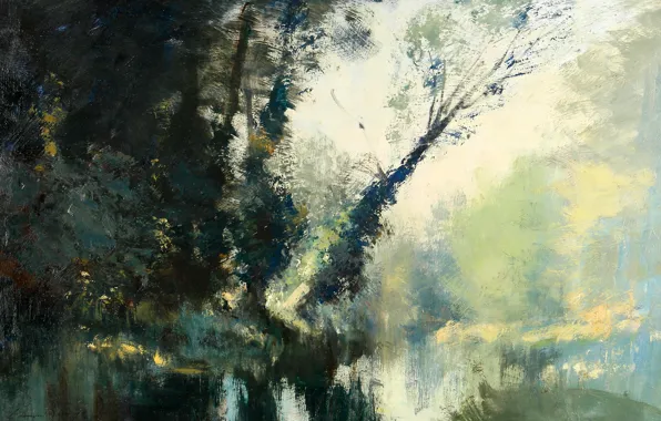 Picture landscape, nature, picture, Edward Seago, The Creek in Suffolk