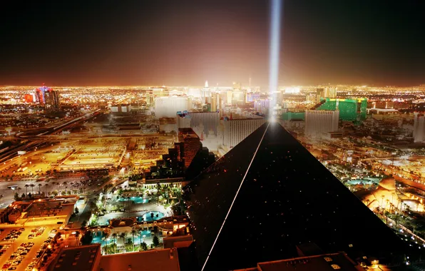 Picture city, lights, USA, night, Las Vegas, roads, hotel, Nevada