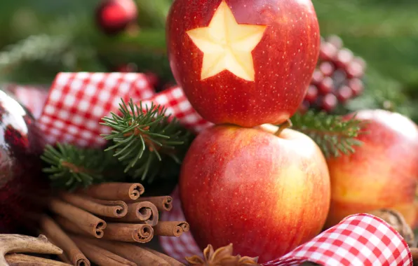 Balls, decoration, holiday, New Year, Christmas, Christmas, New Year, apples