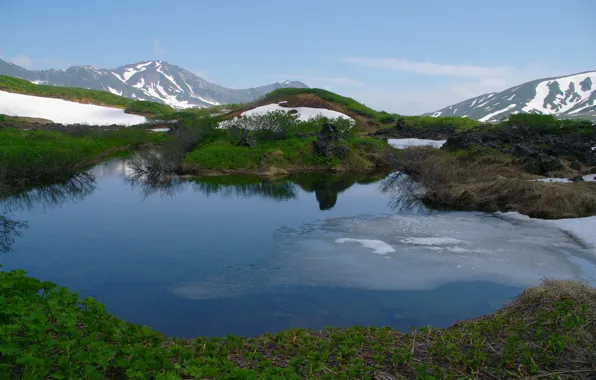 Picture snow, Russia, Kamchatka, hills