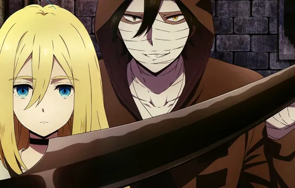 Look, girl, braid, guy, two, bandages, Angel bloodshed, Satsuriku no Tenshi