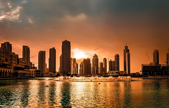 Picture sunset, the city, Dubai