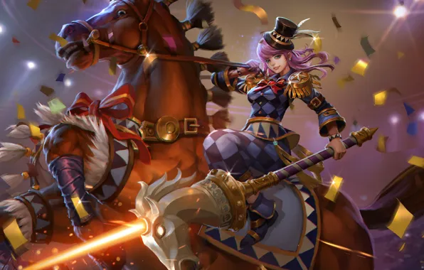 Girl, horse, art, Heroes of Newerth, Sir Benzington, Big Top Benzi