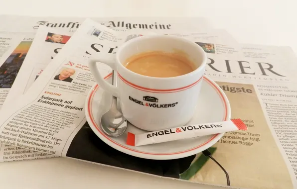 Picture coffee, newspaper, good morning