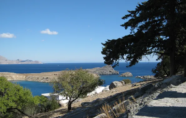 Picture sea, the sky, stones, rocks, Bay, Greece, horizon, Bay