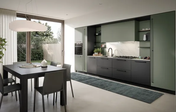 Style, Villa, interior, Italy, kitchen, dining room, dining area, Italian design