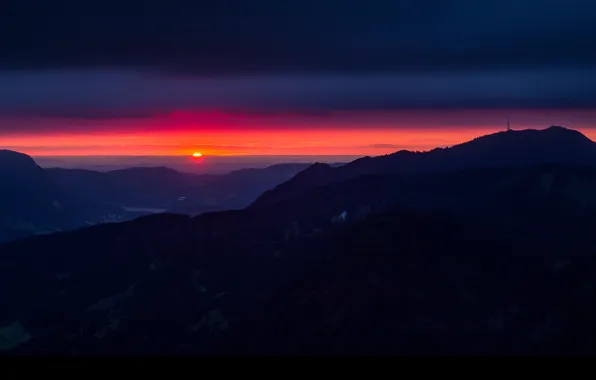 The sky, landscape, sunset, mountains, nature, Germany, Bavaria