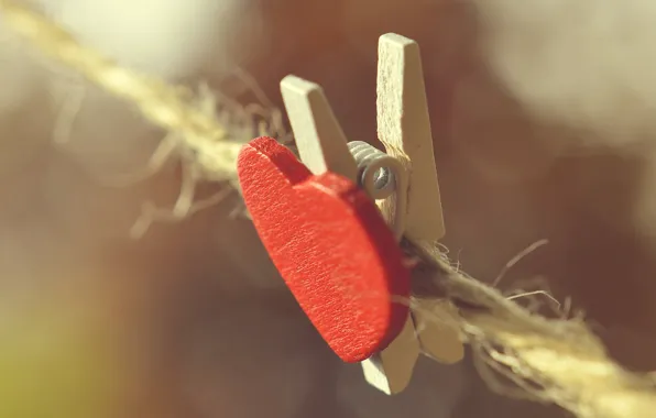 Macro, background, clothespin, heart