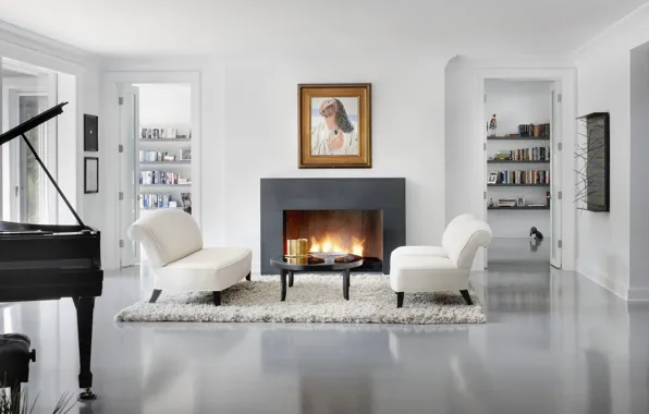 Design, style, interior, piano, fireplace, library, Austin, Austin