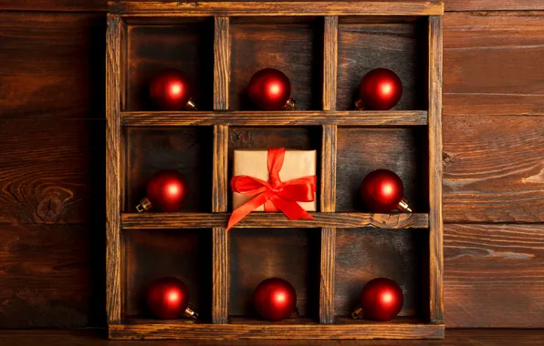 Picture decoration, balls, New Year, Christmas, Christmas, balls, wood, New Year