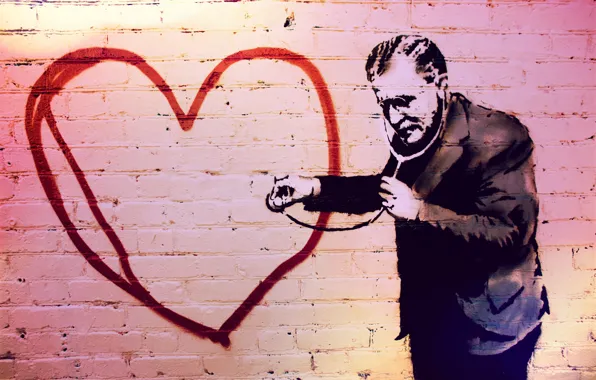 Heart, the doctor, graffiti wall
