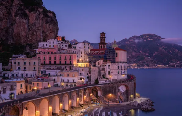 Picture sea, mountains, coast, building, home, Italy, Italy, Campania