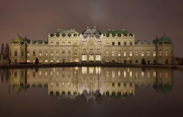City, night, castle