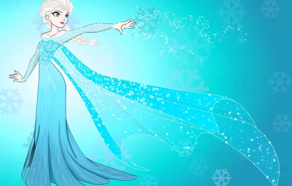 Snowflakes, background, dress, Frozen, Cold heart, Queen Elsa
