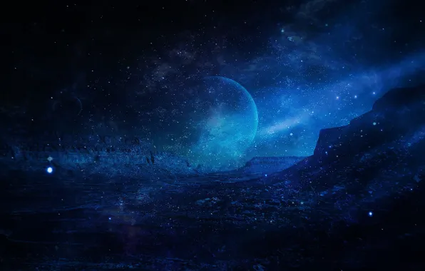 Picture planet, fiction, space, mountains
