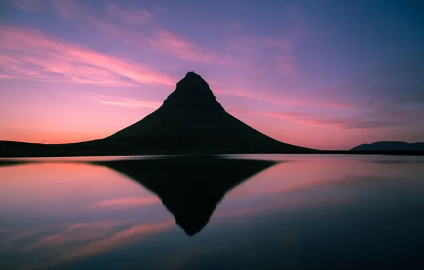Reflection, mountain, Iceland, Iceland, Kirkjufel
