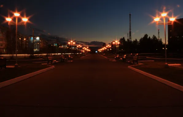 Picture landscape, the city, the evening, alley, Noyabrsk
