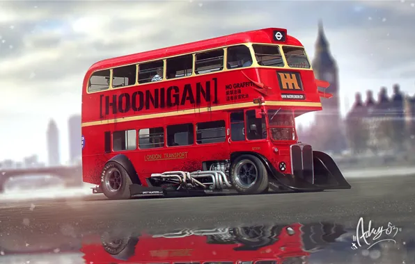 Picture Tuning, Bus, London, Transport, London Bus, Vehicles, Hoonigan, Bus