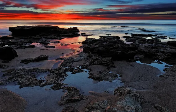 Sea, the sky, sunset