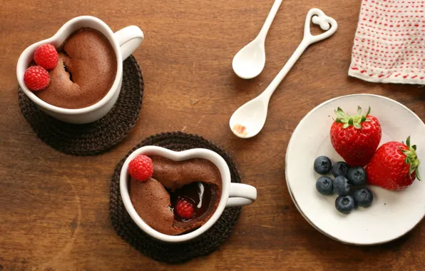 Picture berries, raspberry, coffee, food, chocolate, blueberries, strawberry, drink