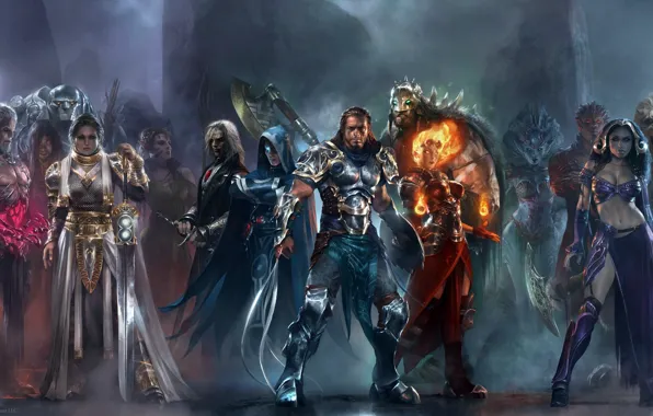 Axe, girl, sword, game, monster, armor, woman, power