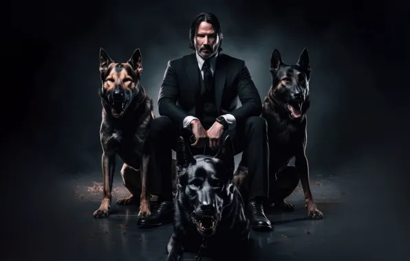 Dogs, poster, Keanu Reeves, dogs, Keanu Reeves, John Wick, John Wick