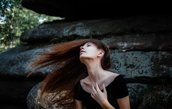 Picture girl, nature, hair, feelings