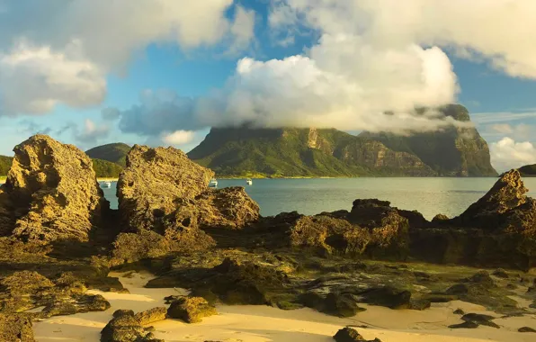 Picture sea, mountains, rocks, island, Australia, Lord Howe