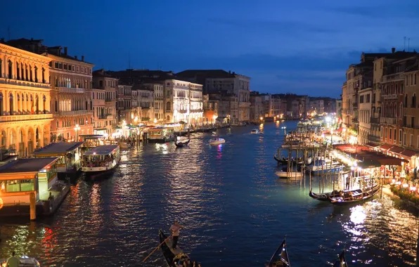 Picture night, Marina, Italy, Venice, gondola, water channel, night Venice