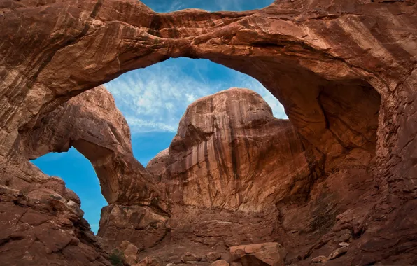 Mountains, rocks, arch, Utah, USA, National Park, Archez