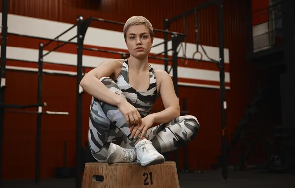 Woman, young, blonde, athletic, confident