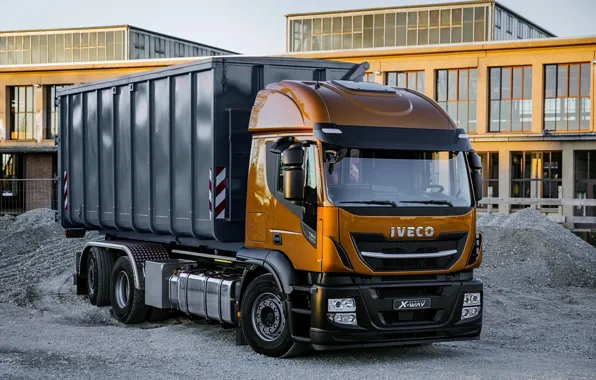 Picture the building, cabin, body, crushed stone, breed, dump truck, Iveco, 6x4