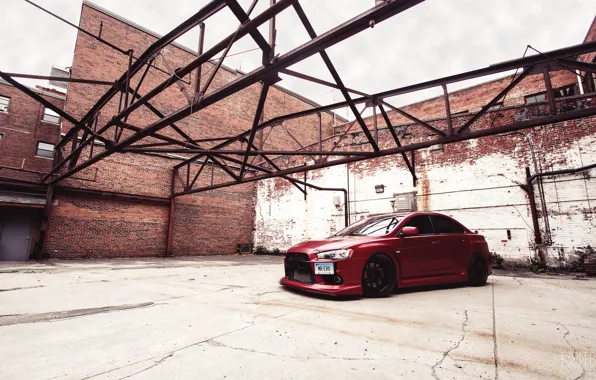 Red, mitsubishi, lancer, Lancer, evolution x