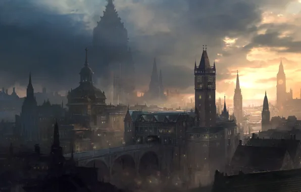 The city, Smoke, Building, City, Architecture, Smoke, Rendering, Rendering